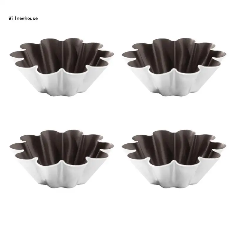 

4Pcs Eggs Tart Molds Tiny Pie Tartlets Dessert Molds Aluminium Small Tart Pans Small Molds Bakings Cups Dropship