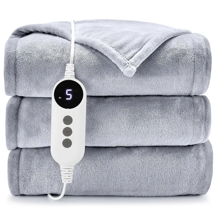 

Heated Electric Blanket Throw, 2Layer Cozy Warm Flannel 50 x 60, Heating Blanket with 9 Heating Levels, 2 4 6 10 Hours Auto Off,
