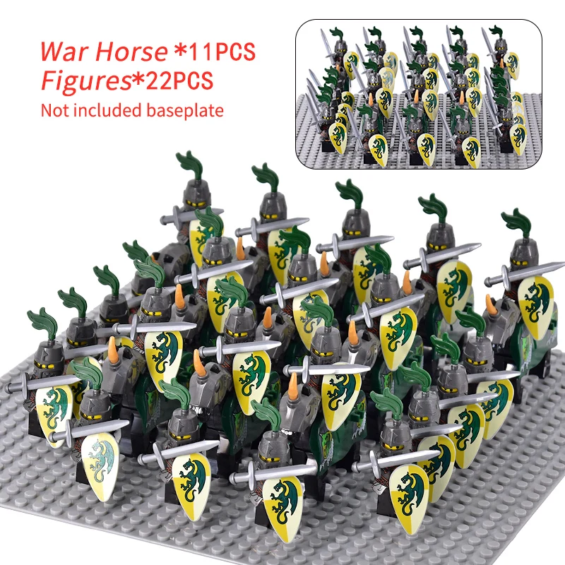 Medieval Figures Middle Ages Rome Infantry Cavalry Soldiers Horse Castle King Dragon Knights Building Blocks Bricks Toys gifts