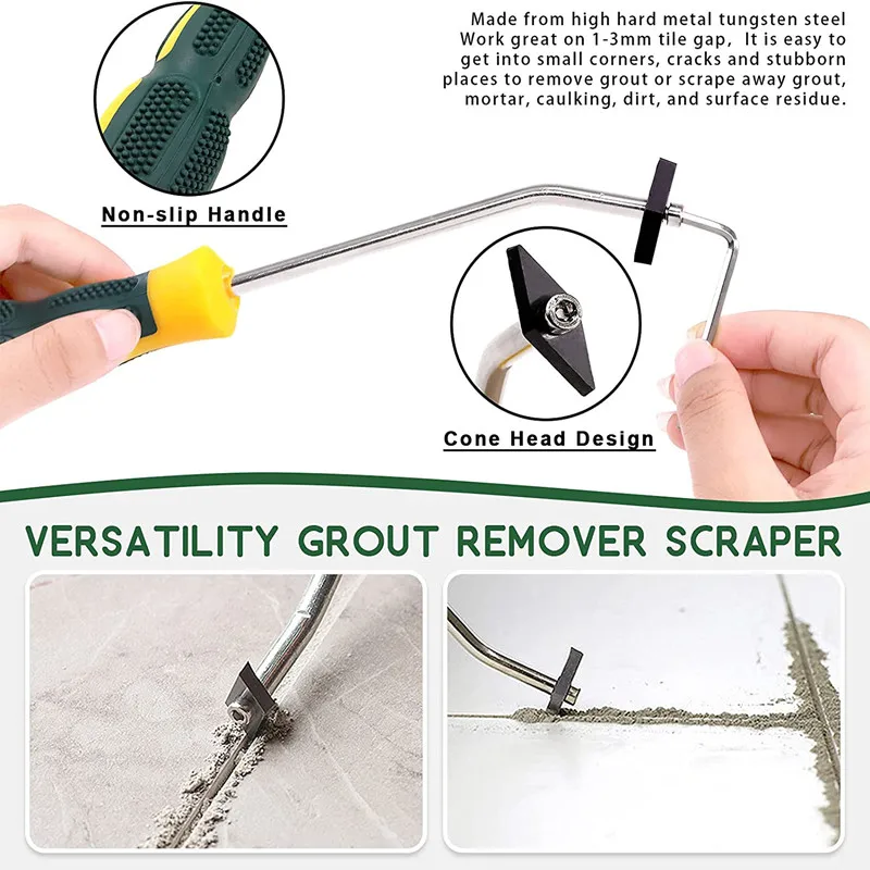 Grout Removal Tool Caulking Cleaner Scraper Remove Grout or Cleaning for Floor Wall Cement Seams Ceramic Tile Joints Corner Gap