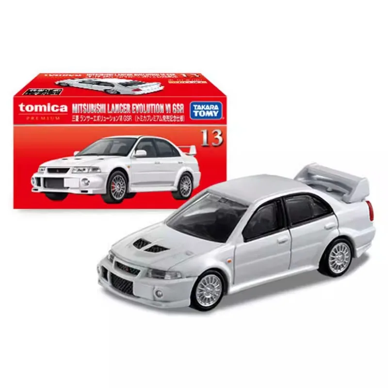 TAKARA TOMY Box hitam Premium TP13 Mitsubishi evolution diecast model Aloi, koleksi potongan anak-anak, mainan anak.