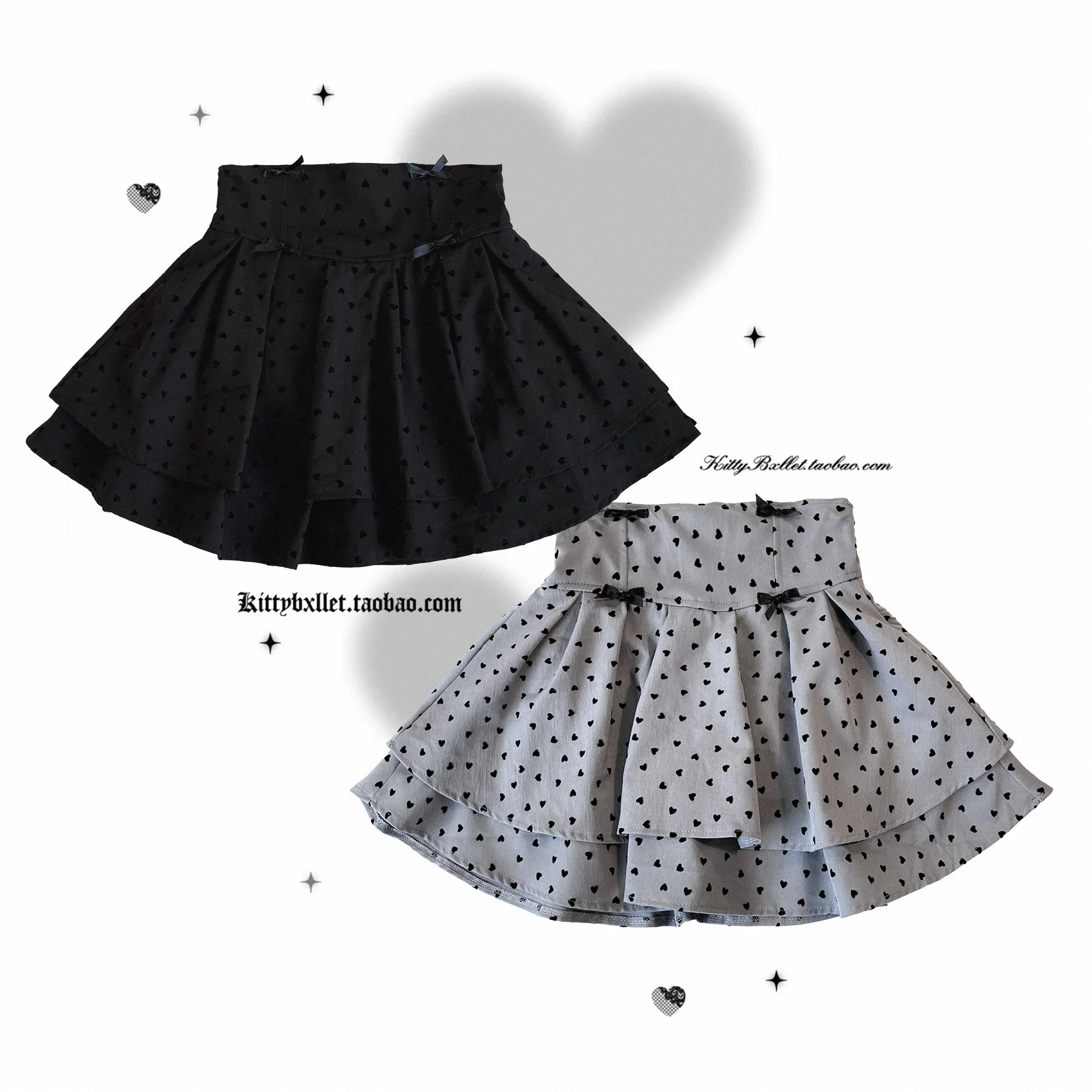 Polka Dot Bows Double Layer Tutu Skirt Korean Style Vintage Goth Skirt 2026 New High Waist Easiest for Match Black Skirt