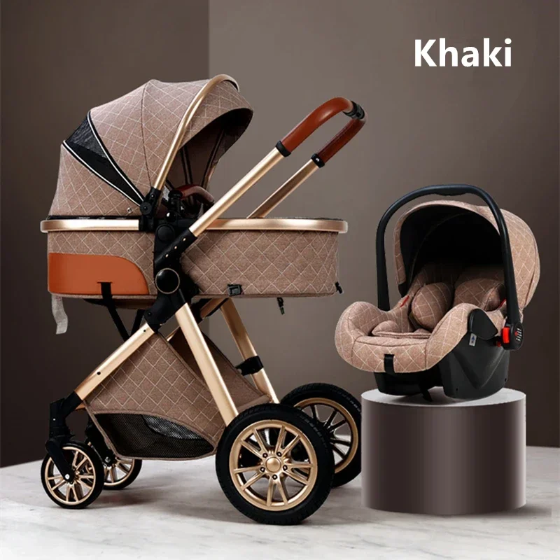 

2023 Luxury Baby Stroller 3 in 1 with Car Seat Portable Reversible High Landscape Baby Stroller Hot Mom Stroller Travel Pram