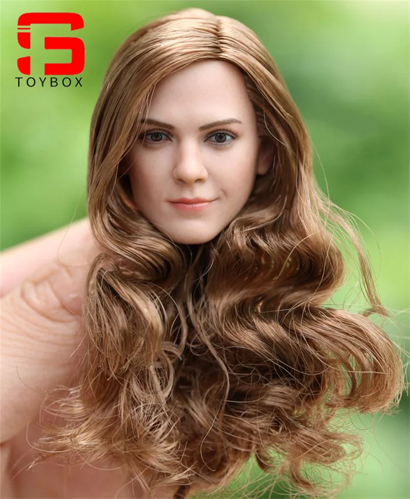 Emma Watson Goldenes Langhaar-Kopfskulptur-Schnitzmodell im Maßstab 1:6 für 12-Zoll-Femal-Soldat-Actionfigur-Körperpuppen