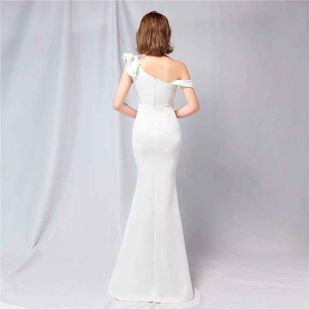 Elegant Asymmetric One Shoulder Ruffles Mermaid Prom Dress | Sophisticated Wedding Guest Party Dress