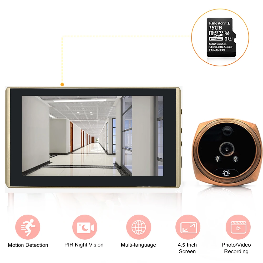 New Item Door Viewer Video Peephole Camera Motion Detection 4.5\