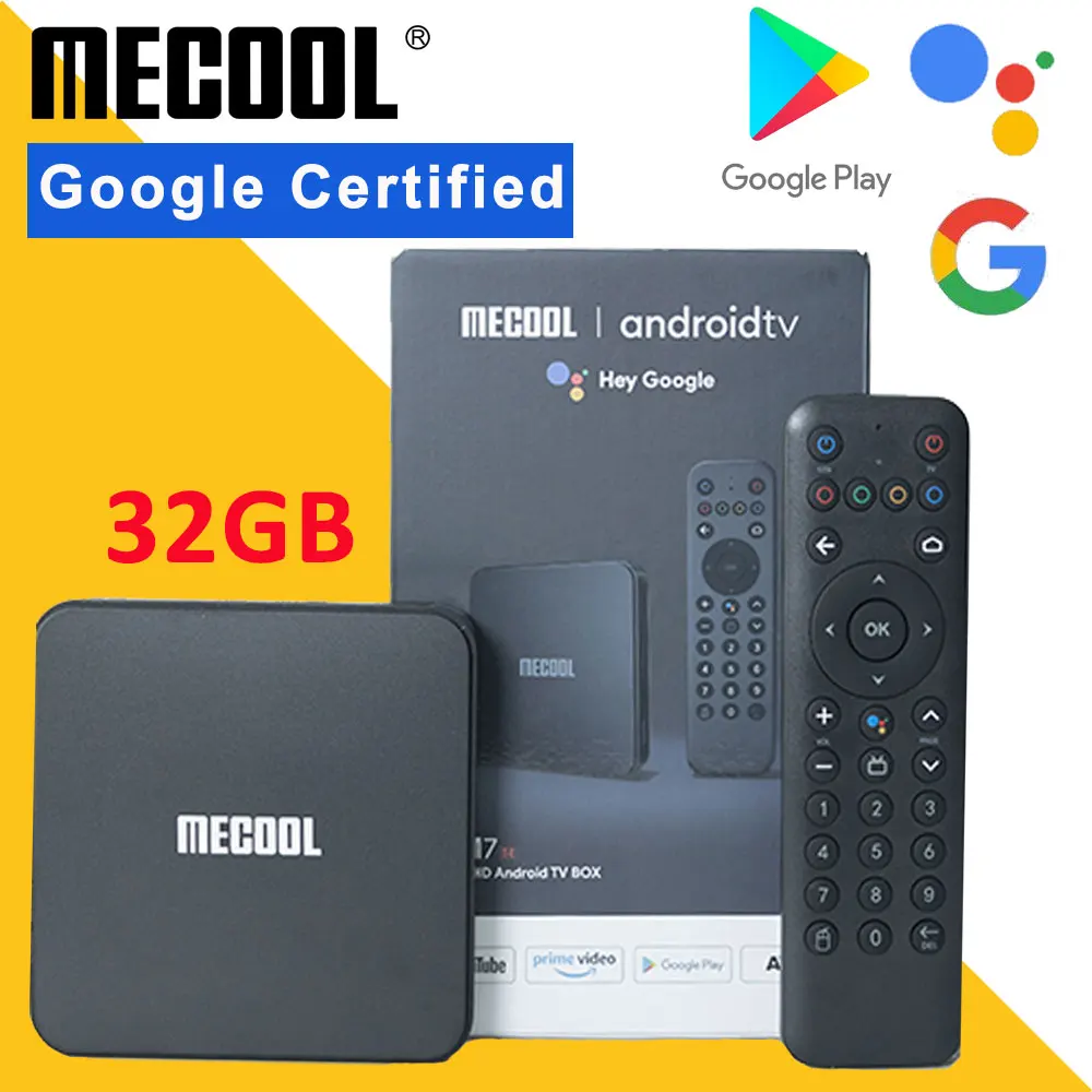 MECOOL KM7 SE 2GB 32GB תיבת טלוויזיה אנדרואיד Amlogic AV1 מוסמך על ידי Google Chromecast עברית פורטוגזית בקרת קול גרסה גלובלית DDP