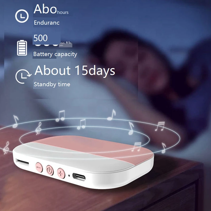 Caixa De Música De Condução Óssea Sem Fio, Bluetooth 5.2, Suporte TF Card, Mini Estereoscópico Sob Travesseiro