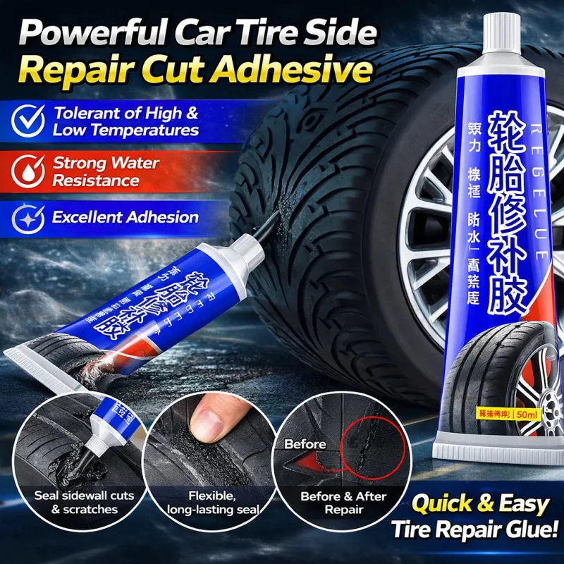 Automotive Tire Repair Adhesive Strong Adhesion Waterproof Quick Fix Glue for Car Tire External Cuts, Cracks and Sidewall Damage