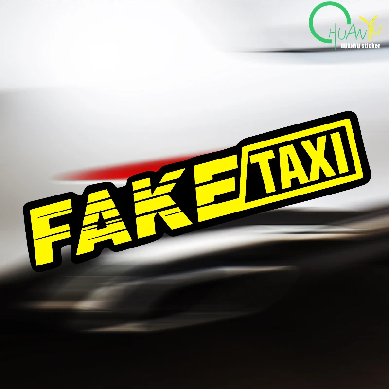 Yellow Fake Taxi Logo Pvc Waterproof Window Laptop Trunk Auto Motorcycle Car Sticker And Decals