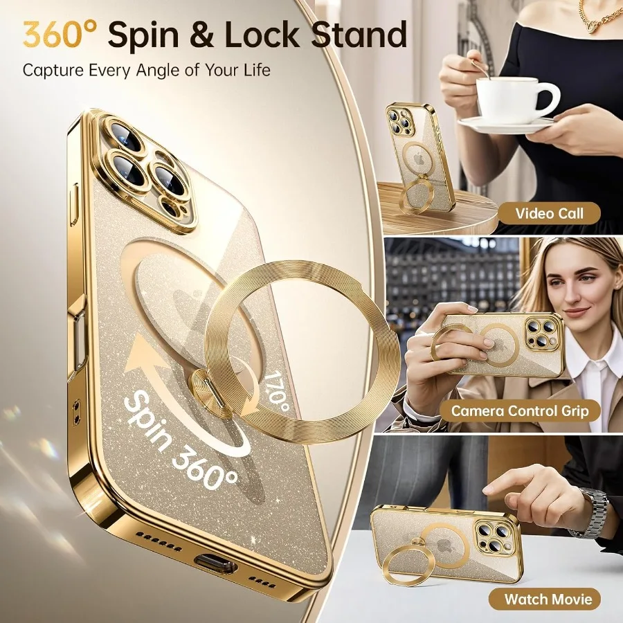 تصميم حامل أقراص مضغوطة تدور 360 درجة لهاتف iPhone 16 Pro Max مع توافق حلقة Magsafe مادة غير صفراء قابلة للتخصيص DIY Gli #3