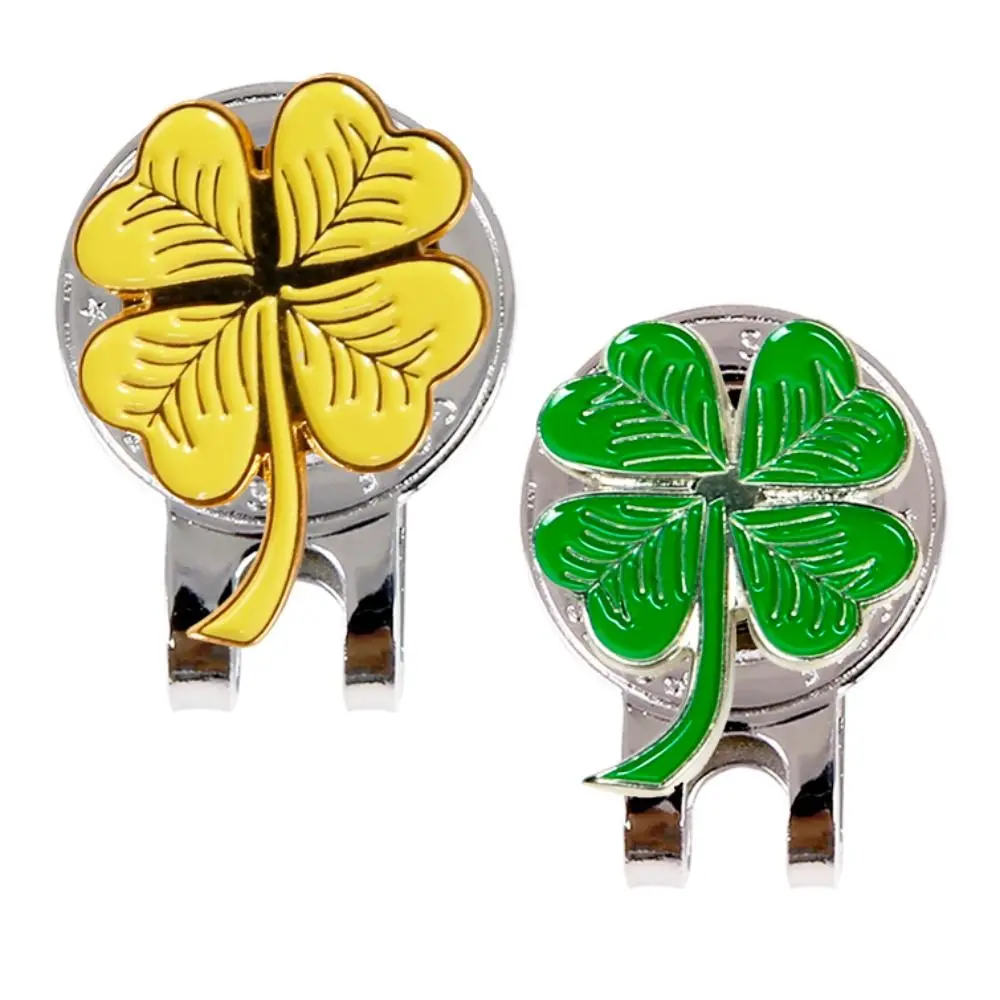 

Ball Coin Mark Lucky Grass Ball Token Electroplated Gold Golf Ball Marker Four Leaf Clover Golf Hat Clip Golf Cap Clip