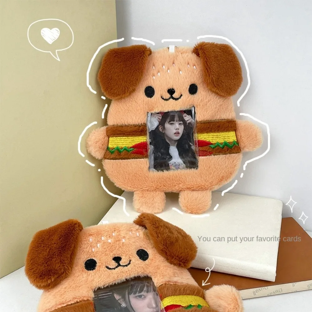 Protector de tarjeta de hamburguesa y perro, juego de protección de identificación de PVC, soporte de felpa para sesión fotográfica, funda deslizante, bolsa de tarjeta de dibujos animados, nuevo