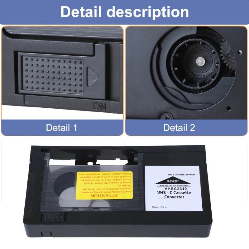 VHS C to VHS Cassette Adapter, Motorized Video Tape Conversion for Camcorders, Easy 1 Button Operate Home Video Transfer