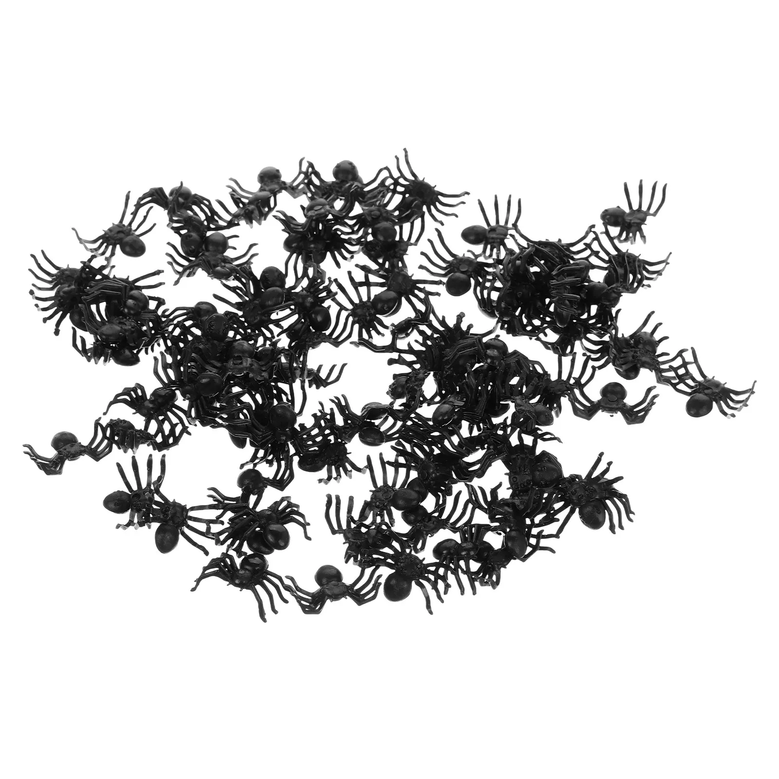 100Pcs Realistic Fake Spiders Soft Plastic Mini Halloween Decoration Spooky Prank Props for Parties Home Garden Black Spider