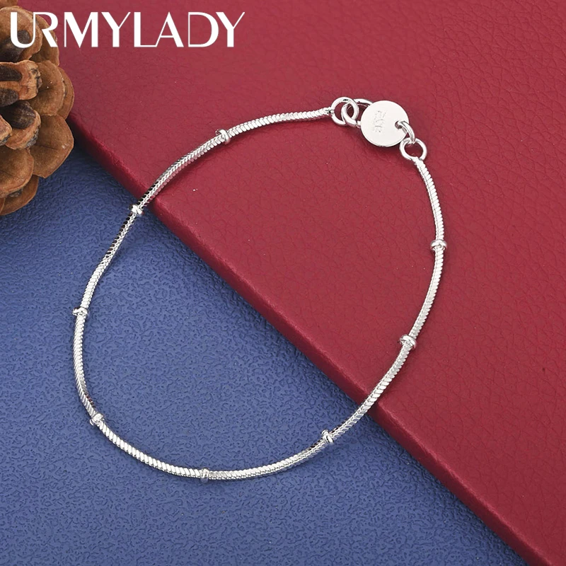 

URMYLADY 925 Sterling Silver Snake Chain 20cm Bracelet For Women Men Wedding Charm Engagement Party Fashion Jewelry
