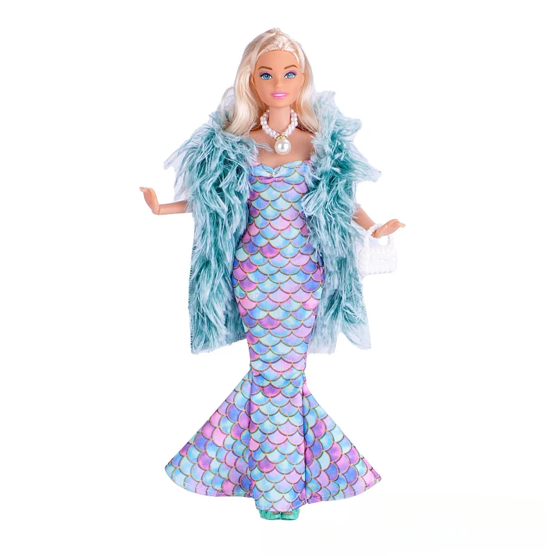 New 30CM 11 Inch Doll with Fishtail Skirt Fashion Female Evening Mermaid Clothes Gift Toys for Girls