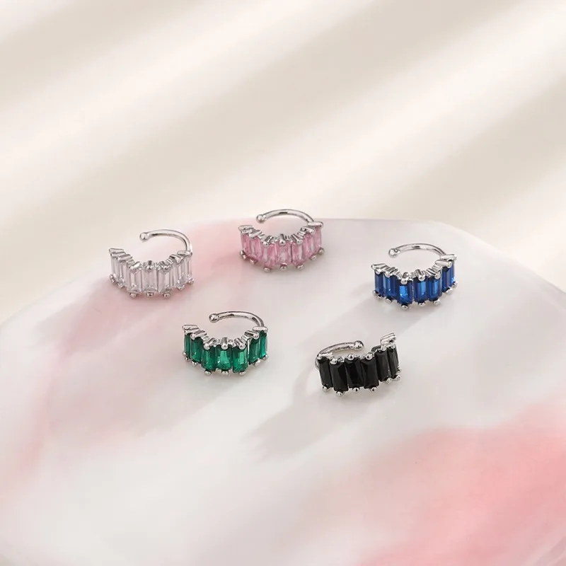Irregular Square Zircon Ear Clip Earrings for Women