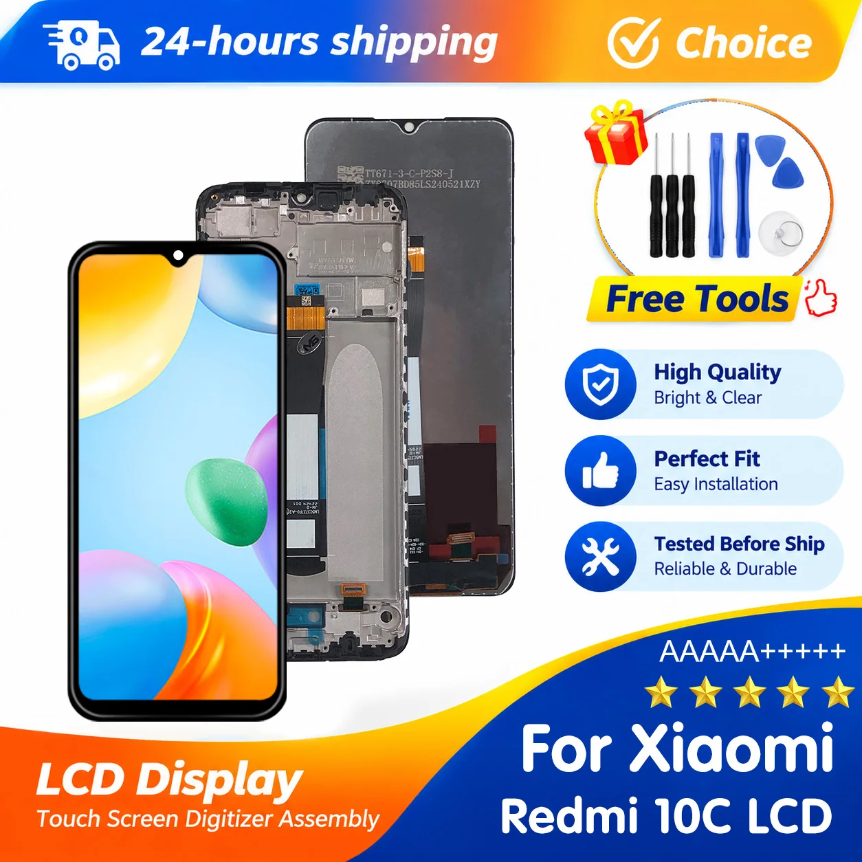 6.71" IPS LCD For Xiaomi Redmi 10C Screen 220333QAG LCD Replacement Parts For Redmi 10C Display Touch Screen Digitizer Assembly