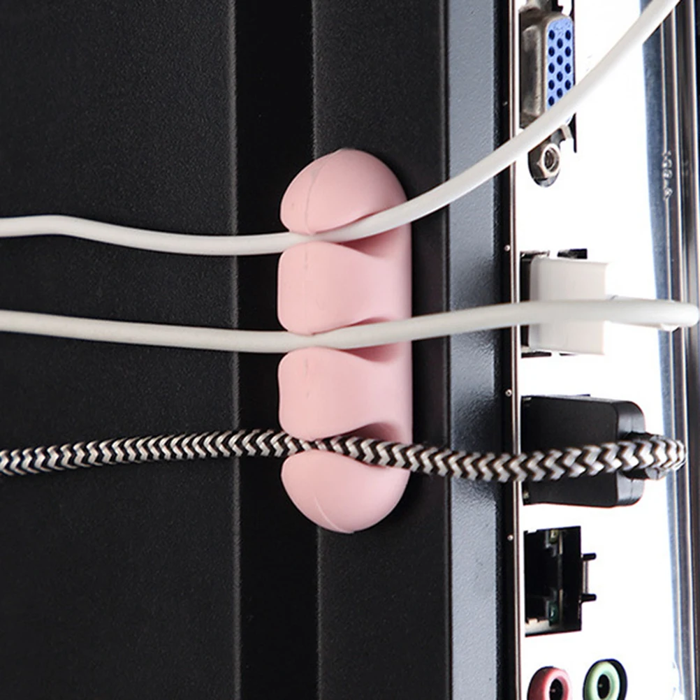 

6pcs Wire Holder Clips Desktop Cable Organizer Cord Fixator For Home Office Cabinet Power Line Management Tool Double Slot