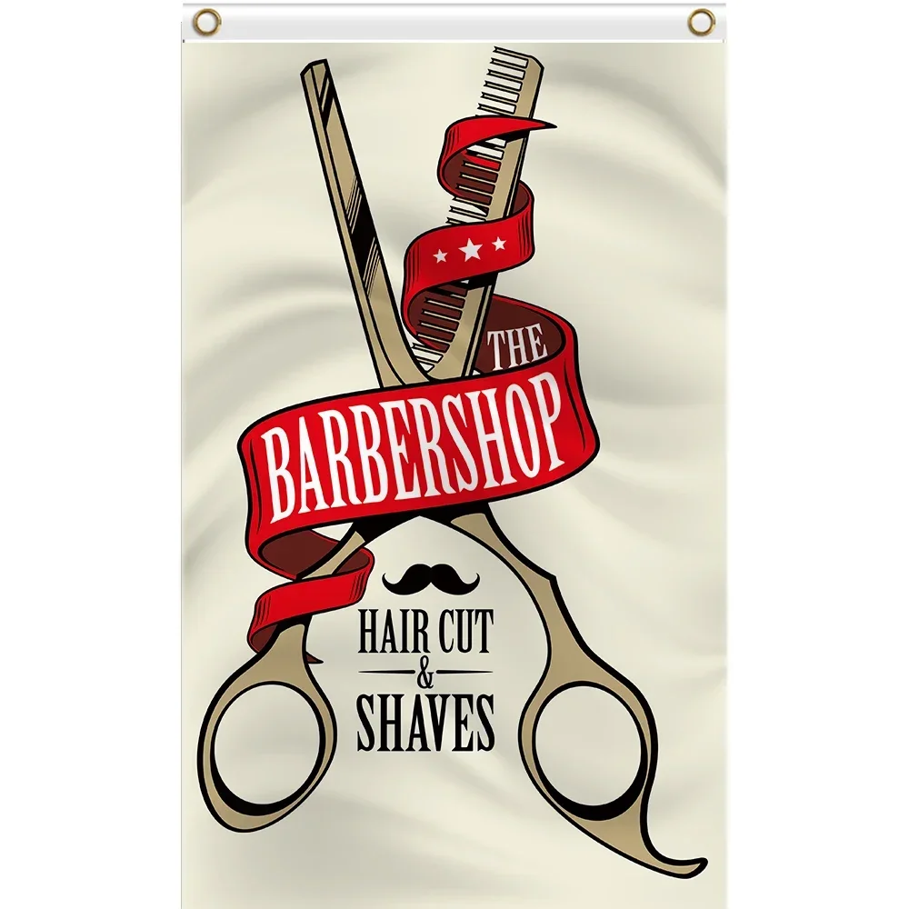 2X3FT 3x5ft banner of BARBER SHOP WITH HAIR CUT AND SHAVES 90x150cm FLAG
