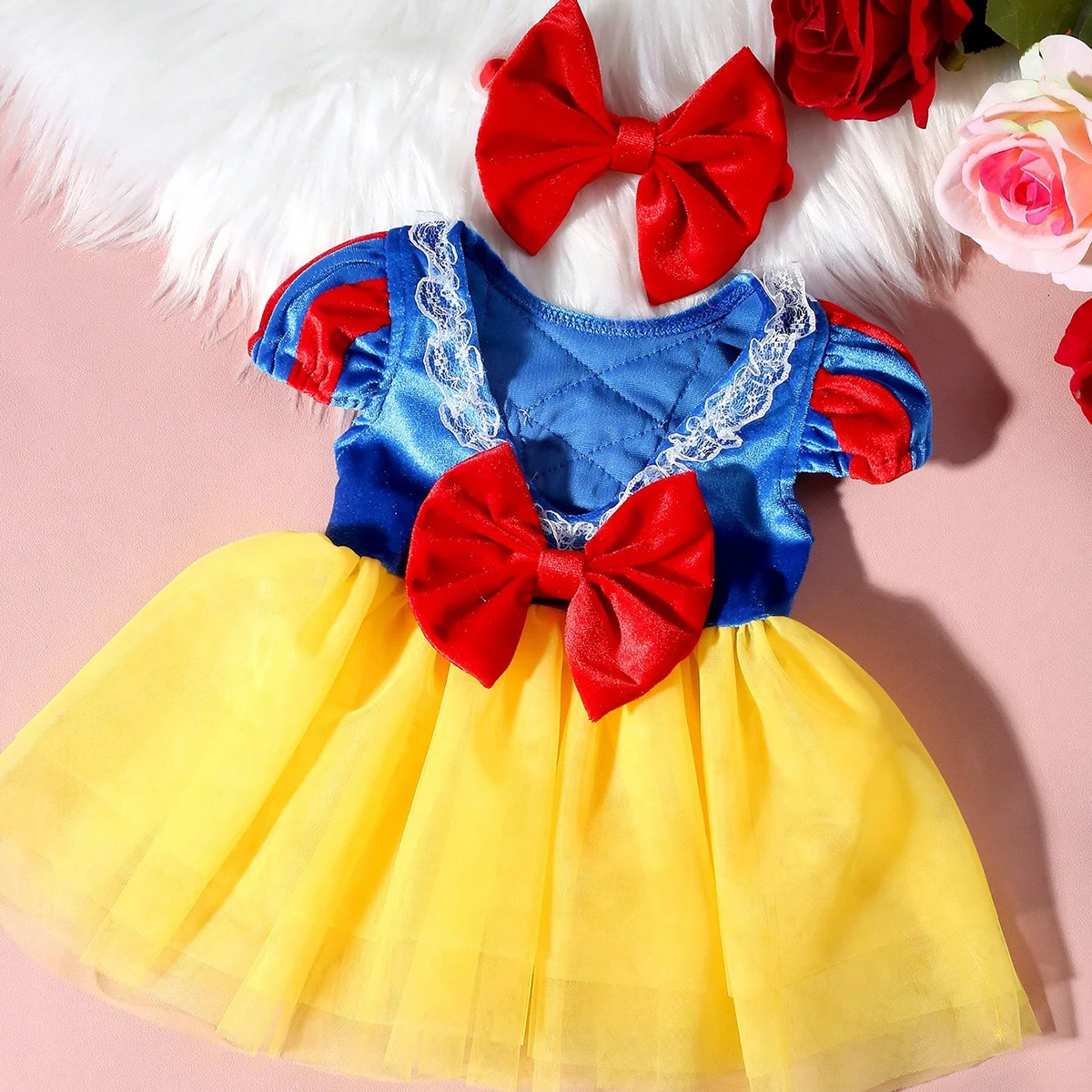 Newborn bowknot Tulle princess dress with bow headband newborn girl photoshoot outfits 1 month 100 days baby photo props