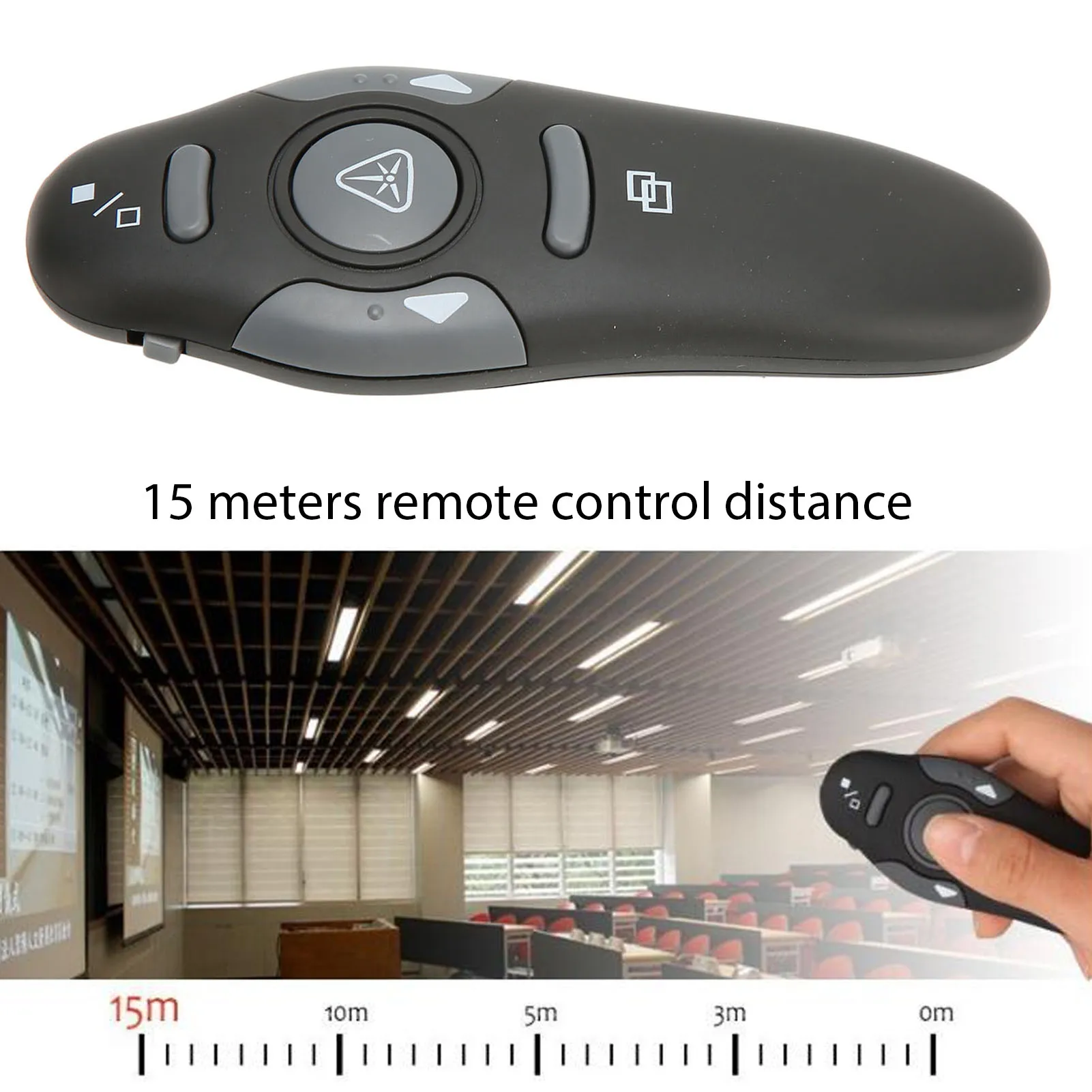Handheld Presenter Presentation Clicker 15m Remote Control Distance Ergonomic Portable 2.4GHz Remote Clicker for School