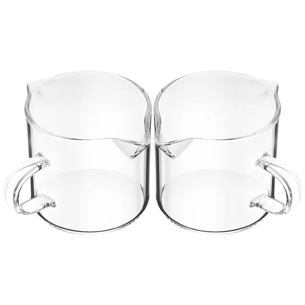 

2Pcs Milk Pitcher Glass Creamer Container Small Transparent Milk Jug Coffee Syrup Dispenser Coffee Bar Supplies