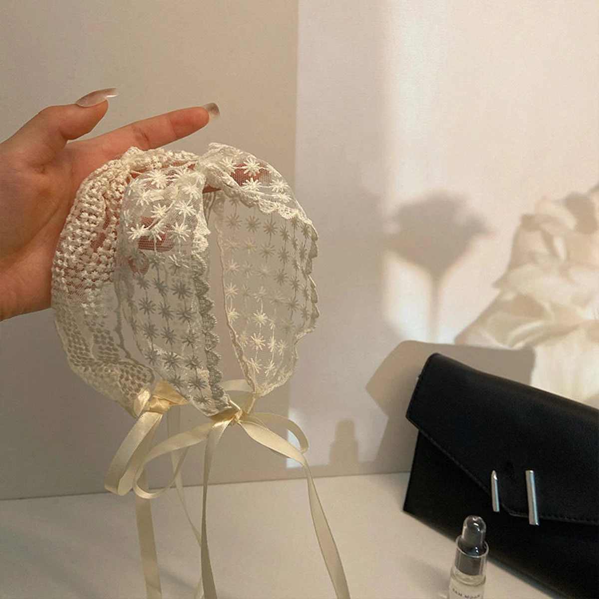 Blumen- und Gras-Haarband im Ballett-Stil mit Spitzenband, Niedliches und Süßes Kopftuch, Dünner Kopfschmuck für Damen – Detail 7