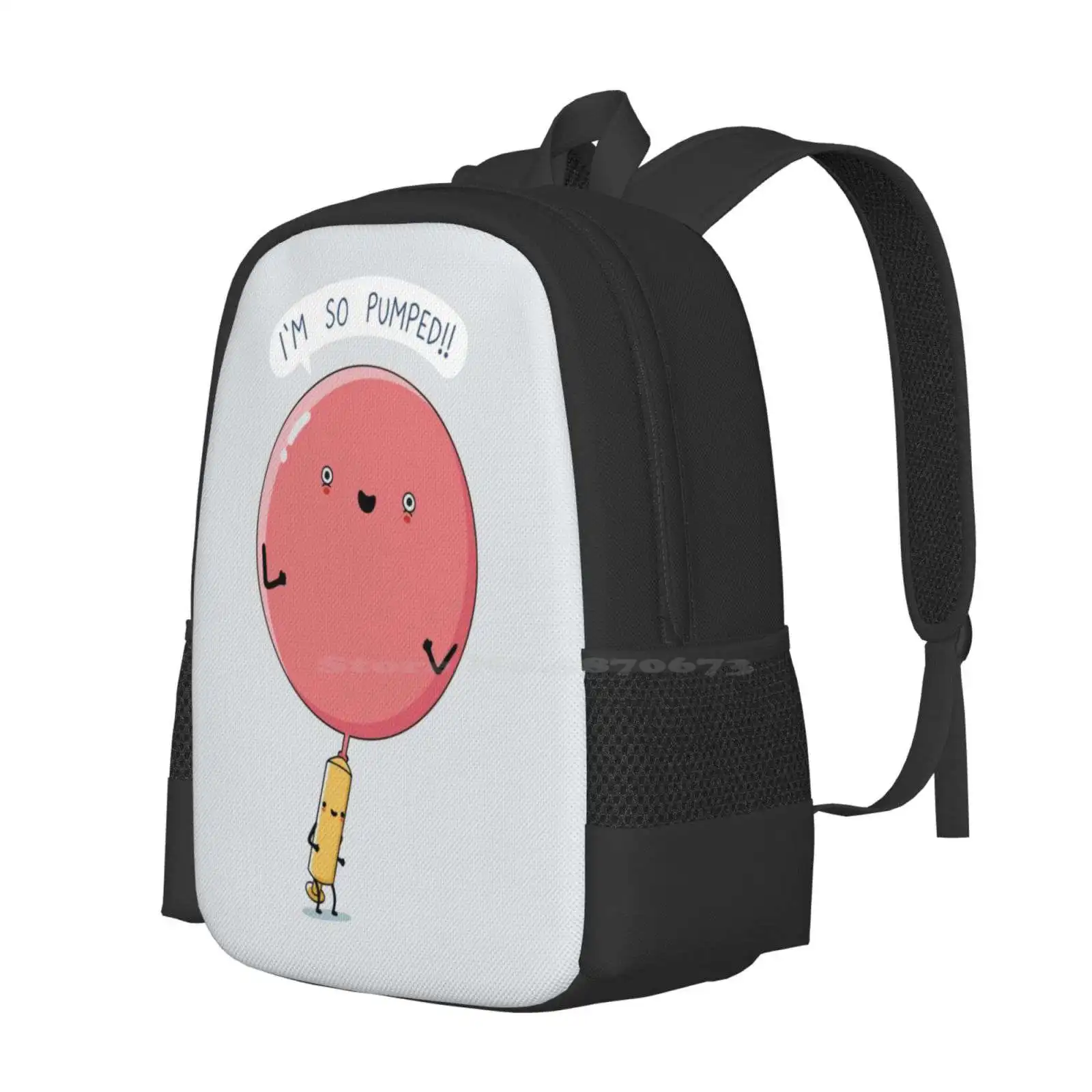 Pumped Pattern Design Bag Student'S Backpack Balloon Friend Excited Pump Air