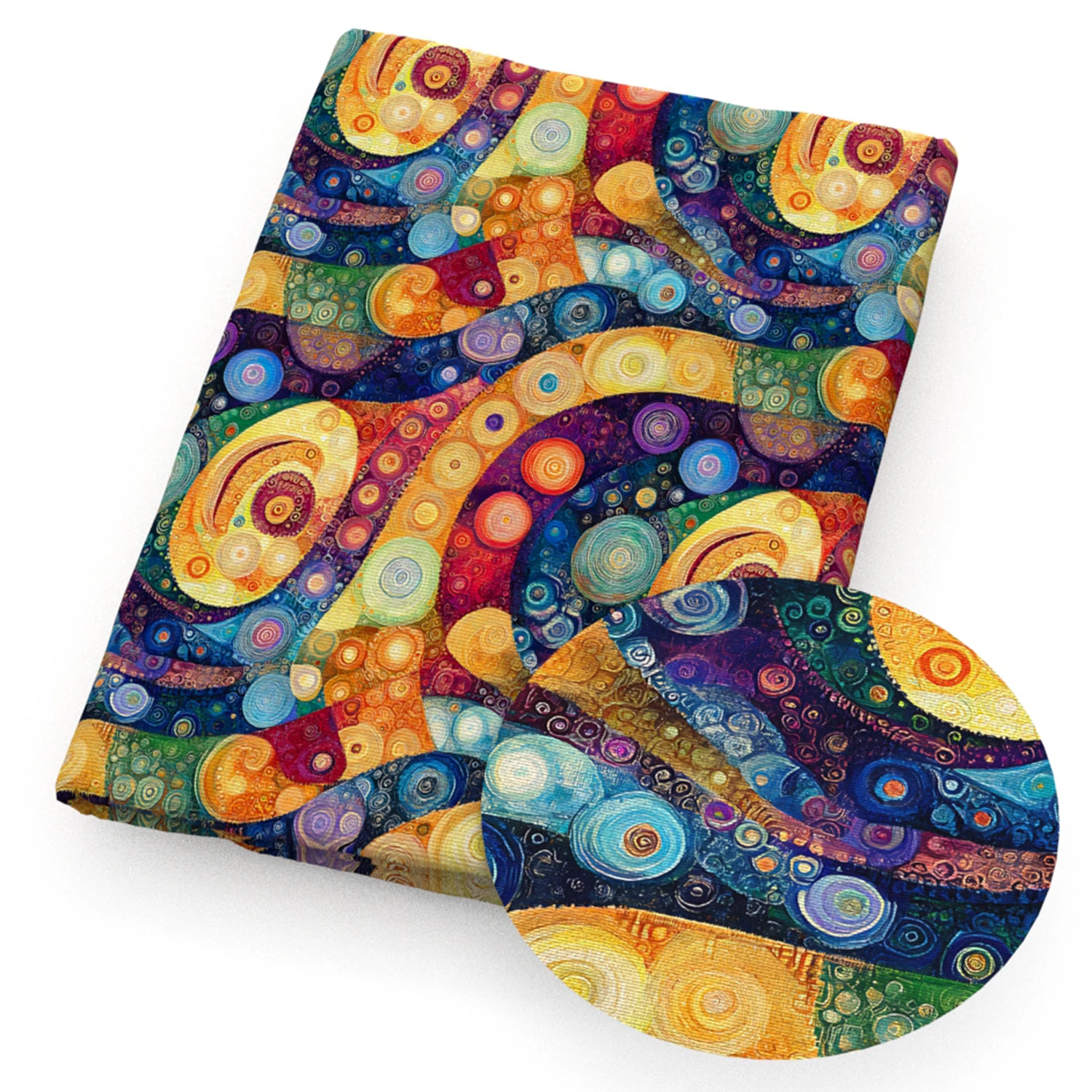 50x145cm Swirls Geometric Polyester Print Cloth for Tote Bags, Pillow Covers, Bows, DIY Craft Sewing  Cushions Crafts