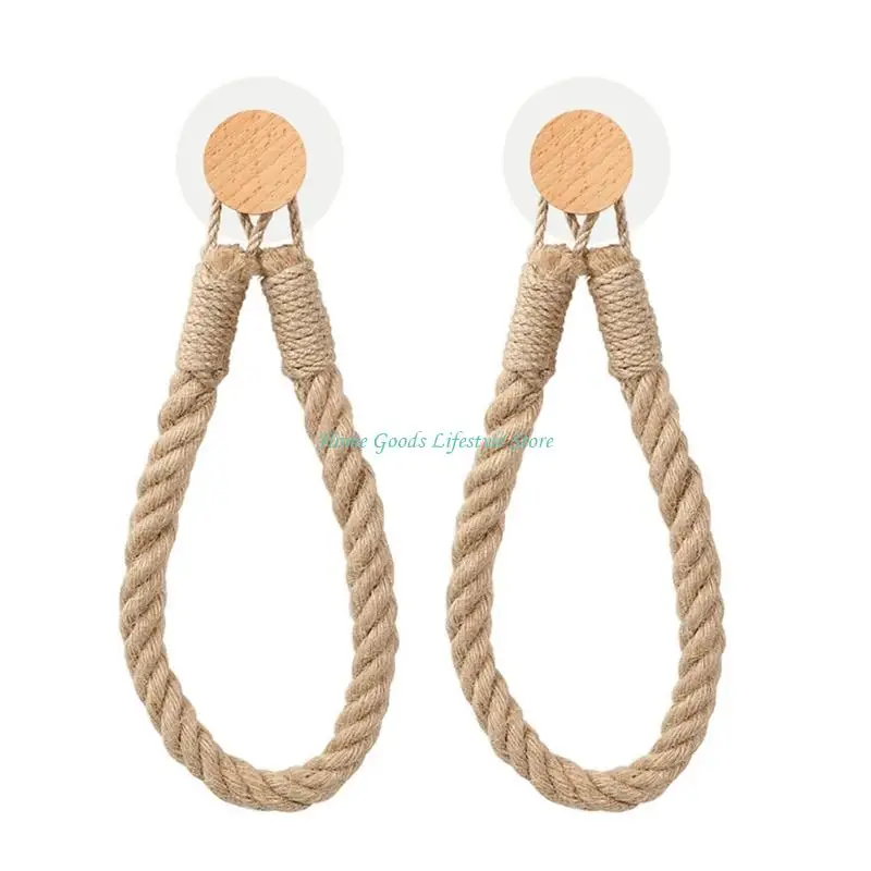 

E74E 2Pcs Towel Hanging Rope Washroom Decorative Tissue Holder None Drilling Toilet Paper Holder Toilet Accessories