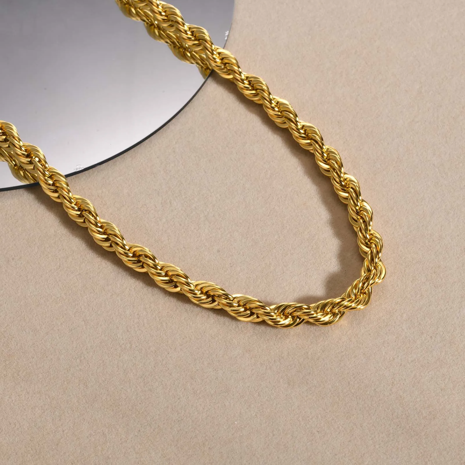 Stainless Steel Twist Chain for DIY, Fashionable Neck Chain, Plain Hip-Hop Necklace, European and American Personality