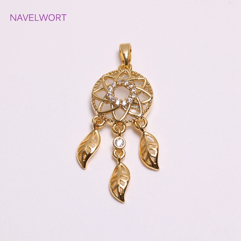 Charms For Jewelry Making,18K Gold Plated Inlaid Zircon Heart Shape Pendants DIY Fashion Jewelry Making Accessories