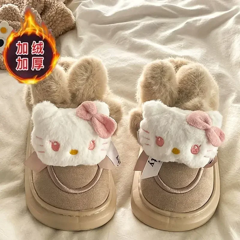 Sweet Hello Kitty Anime Kawaii MINISO Lovely Doll Warm Cotton Shoes Cute Cartoon  Ins Snow Boots Gifts Fashion Toys for Kids