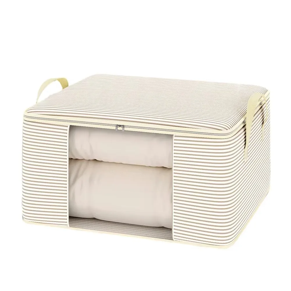 

Non-Woven Fabric Striped Visible Storage Bag Large Capacity Dust-proof Window Storage Bags with Handles Space Saving