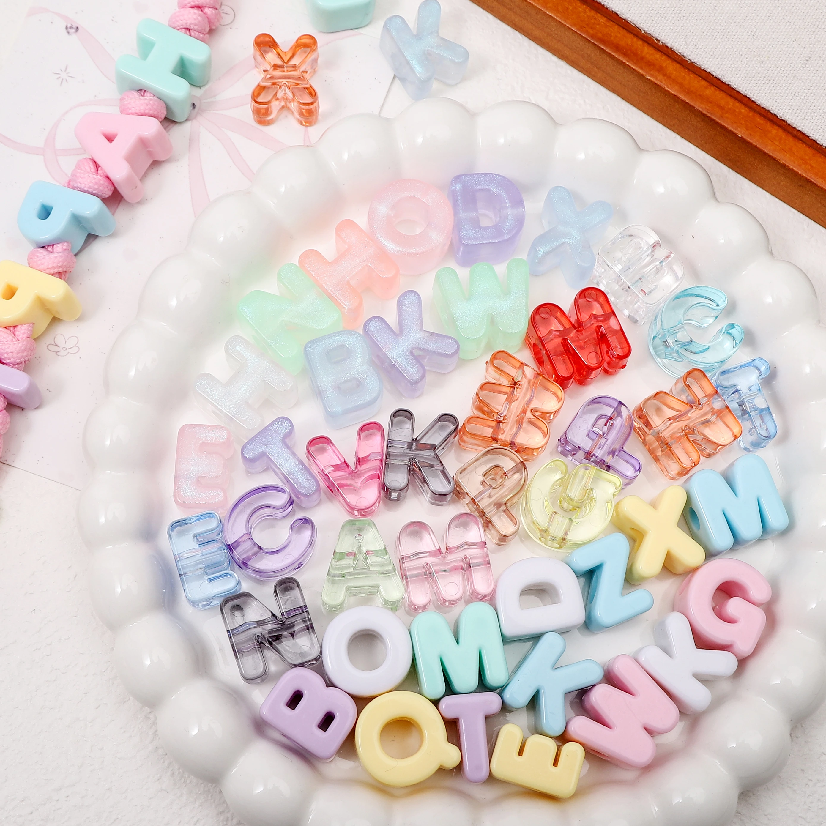 150pcs Big Hole Acrylic Letter Beads Mixed Color Cube Alphabet Beads 500g for DIY Phone Chains Keychains Jewelry Making Crafts