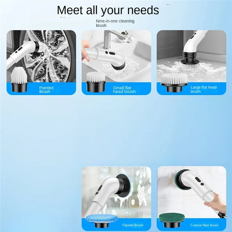가전 부품 8-In-One 다기능 청소 브러시 ​​개폐식 욕실 바닥 브러시 다기능 자동 청소 A