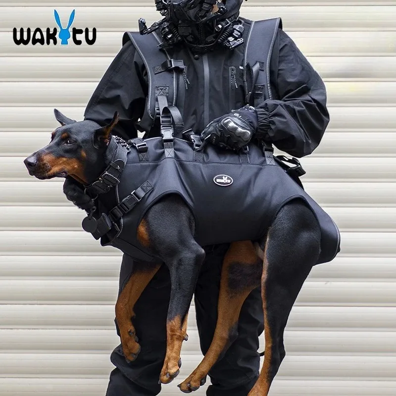 

Спасательная шлейка для собак Wakytu, большая ручная горизонтальная шлейка для собак 1680D, износостойкая, дышащая и водонепроницаемая сумка для домашних животных