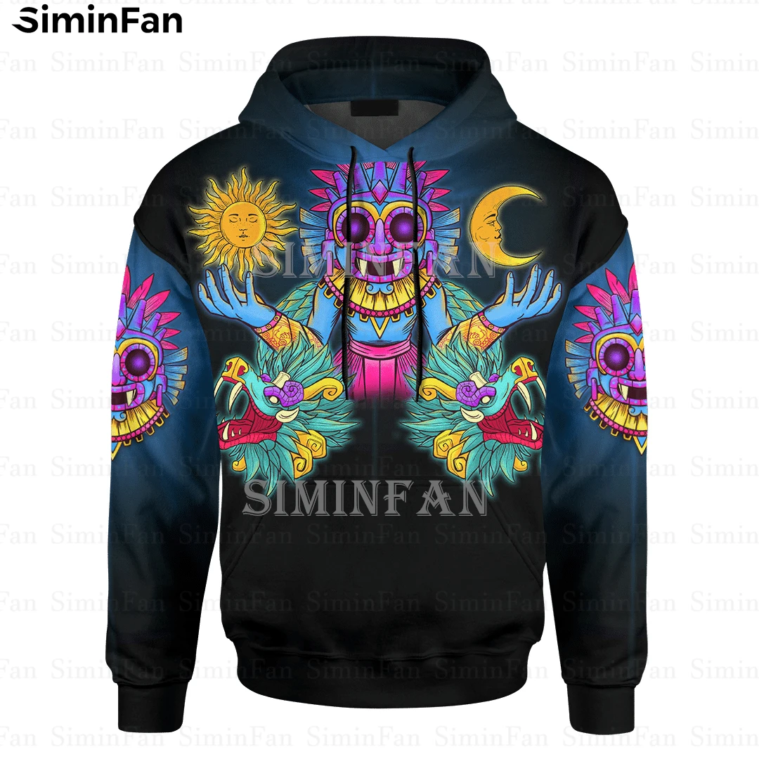 

Aztec Sun Moon Tlaloc Deity 3D Printed Mens Hoodie Zipper Jacket Male Tracksuit Hooded Pullover Sweatshirt Unisex Outerwear Coat