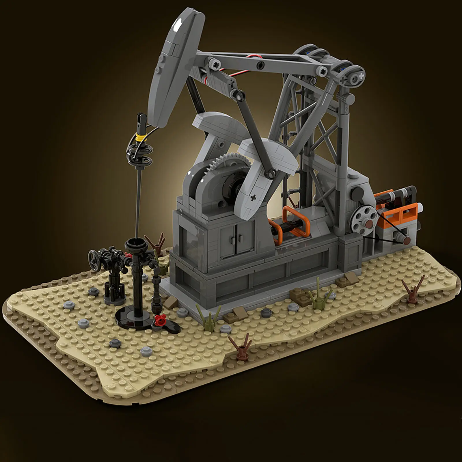 Functioning Oil Pump Jack Oil Derrick 474 Pieces Building Toys Set MOC Build