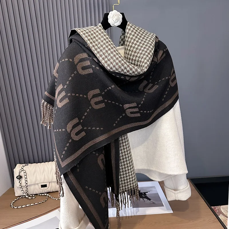 الموضة الفاخرة لينة الأساسية الغزل فو شال كشمير وشاح طويل شتاء دافئ منديل المرأة هدية ربيع الخريف يلتف مزدوجة الجانبين #3