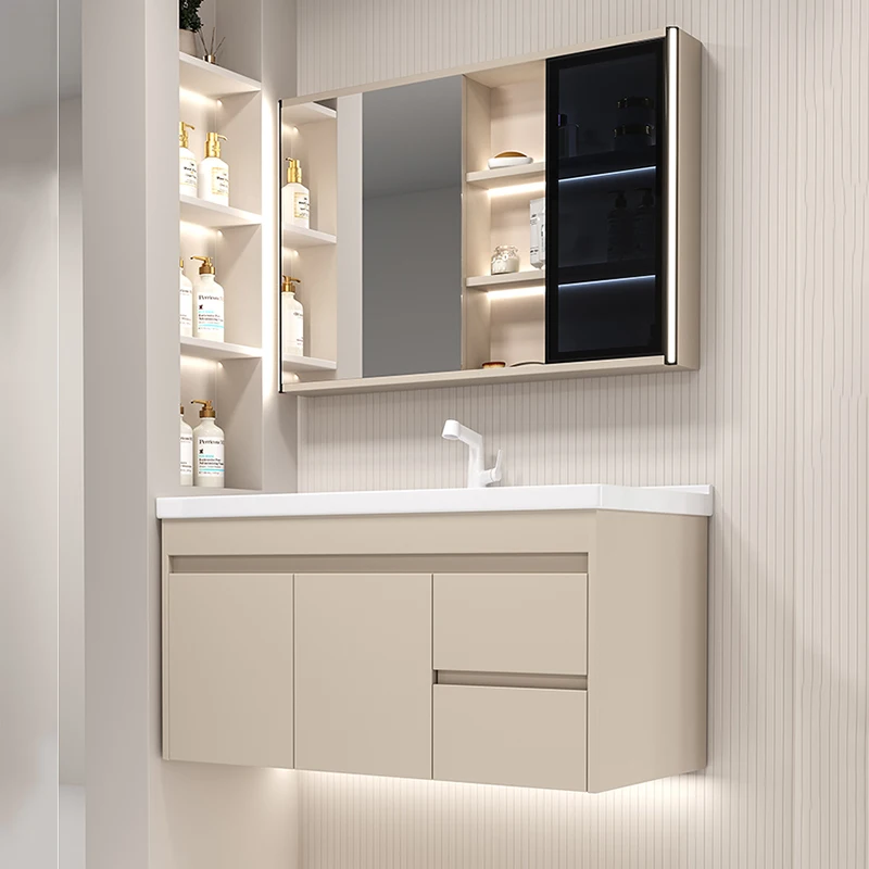 

Light Led Organizer Bathroom Cabinet Wall Mounted Storage Shelf Bathroom Vanity Drawers Toilet Armoir Salle De Bain Furniture