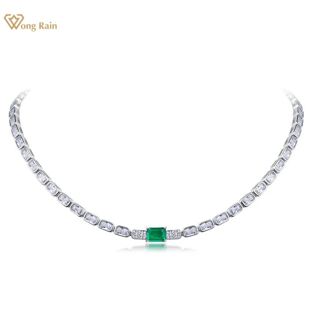 

Wong Rain Elegant 925 Sterling Silver Emerald Ruby Sapphire High Carbon Diamond Gemstone Necklace Fine Jewelry Anniversary Gifts