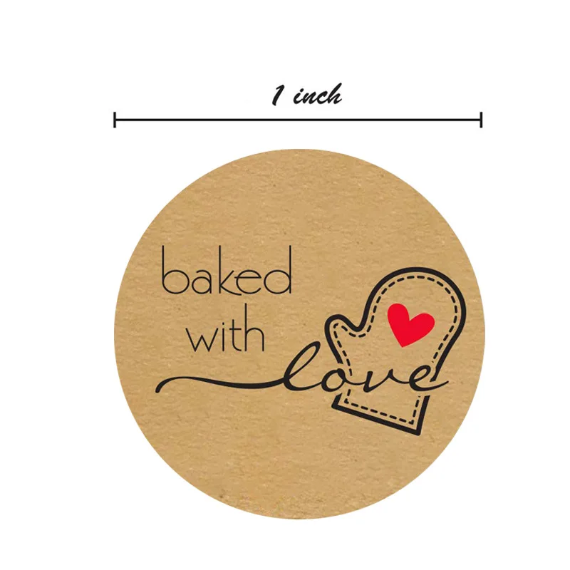 Round Natural Kraft Sticker Seal Labes 50Pcs/wad Hand Made with Love Sticker Paper  Scrapbooking Stationery Sticker