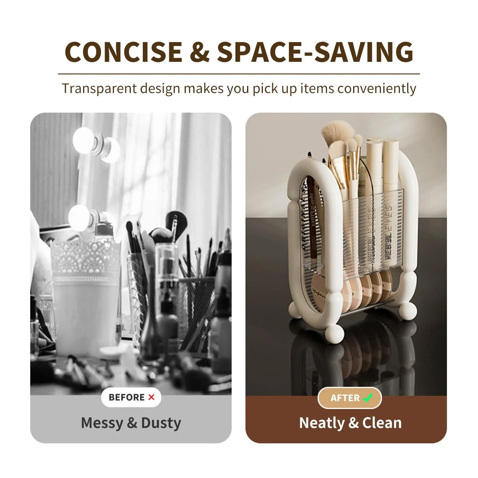 Make-upborstelhouder Poederdons Opbergorganisator Cosmetisch gereedschap Container voor ijdelheid Badkamer Aanrecht