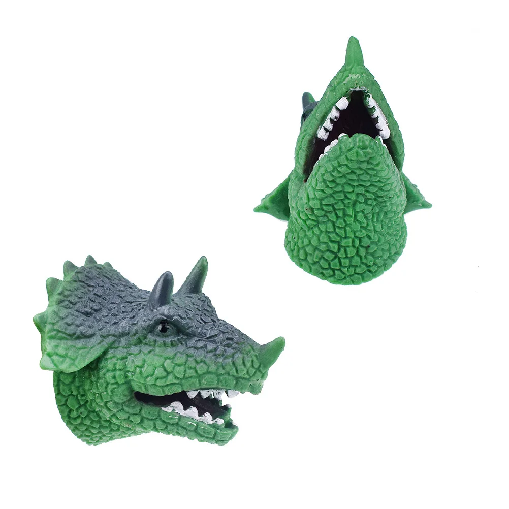 2 PCS Puppets Hand for Kids Aniaml Toy Role Play Animal Green Dinosaur Parent-child