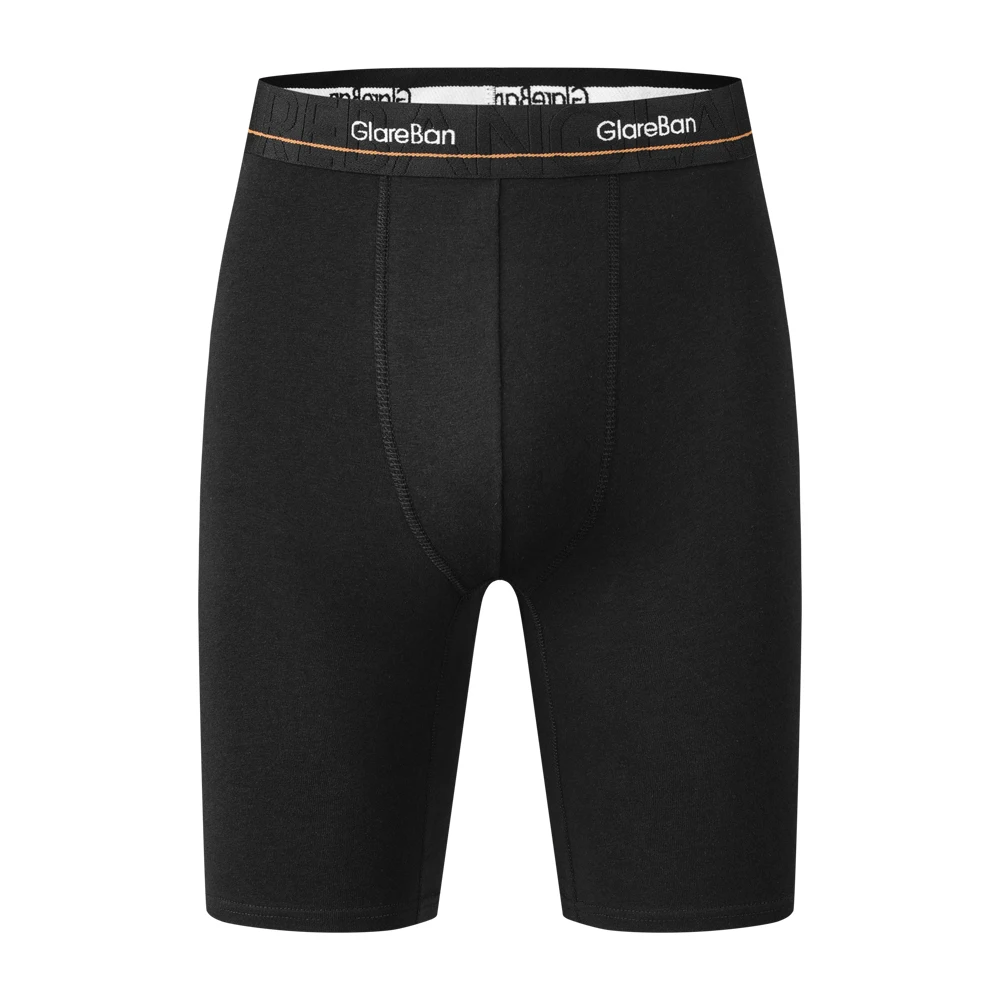 2 unidades de calzoncillos tipo bóxer de algodón negro para hombre, de tejido suave, con pernera larga, diseño clásico, ropa interior masculina de alta calidad, calzoncillos cómodos.