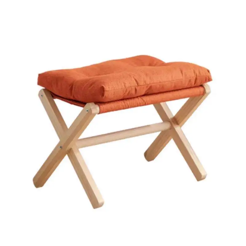 #Solid wood shoe changing stool living room foot pedal folding leg pad Light luxury home small stool home furniture*