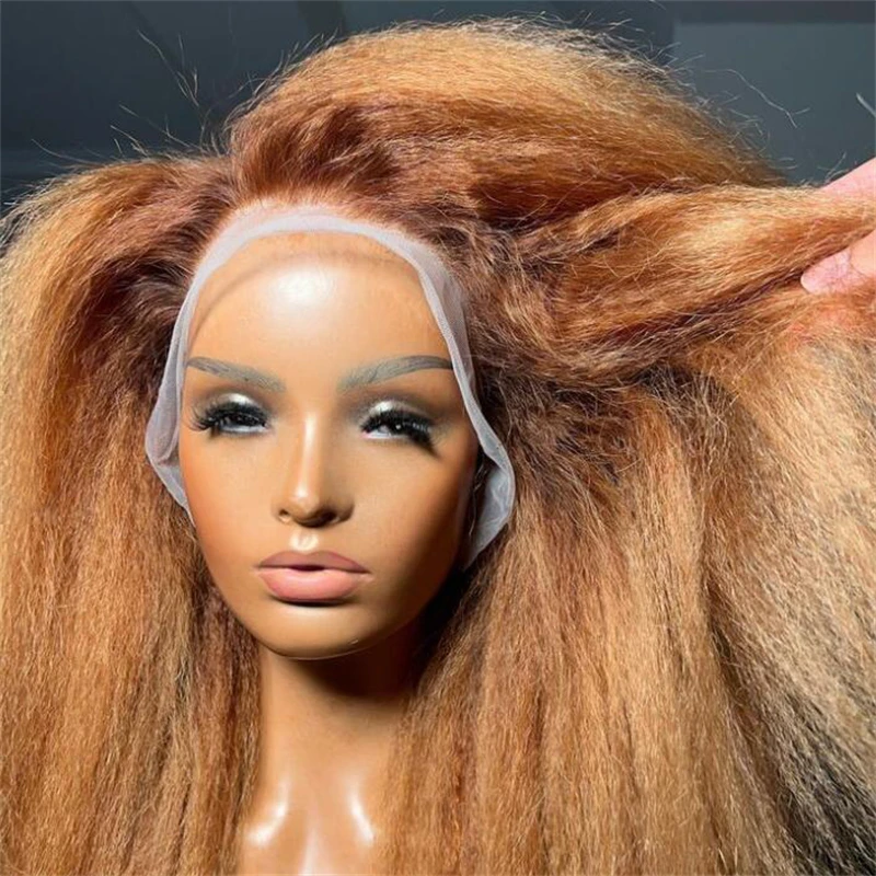 غلويليس 26 بوصة أومبير براون 180% الكثافة غريب مستقيم 13*4*1 الدانتيل الجبهة الباروكات للنساء مع شعر الطفل الألياف الاصطناعية الباروكات اليومية #3